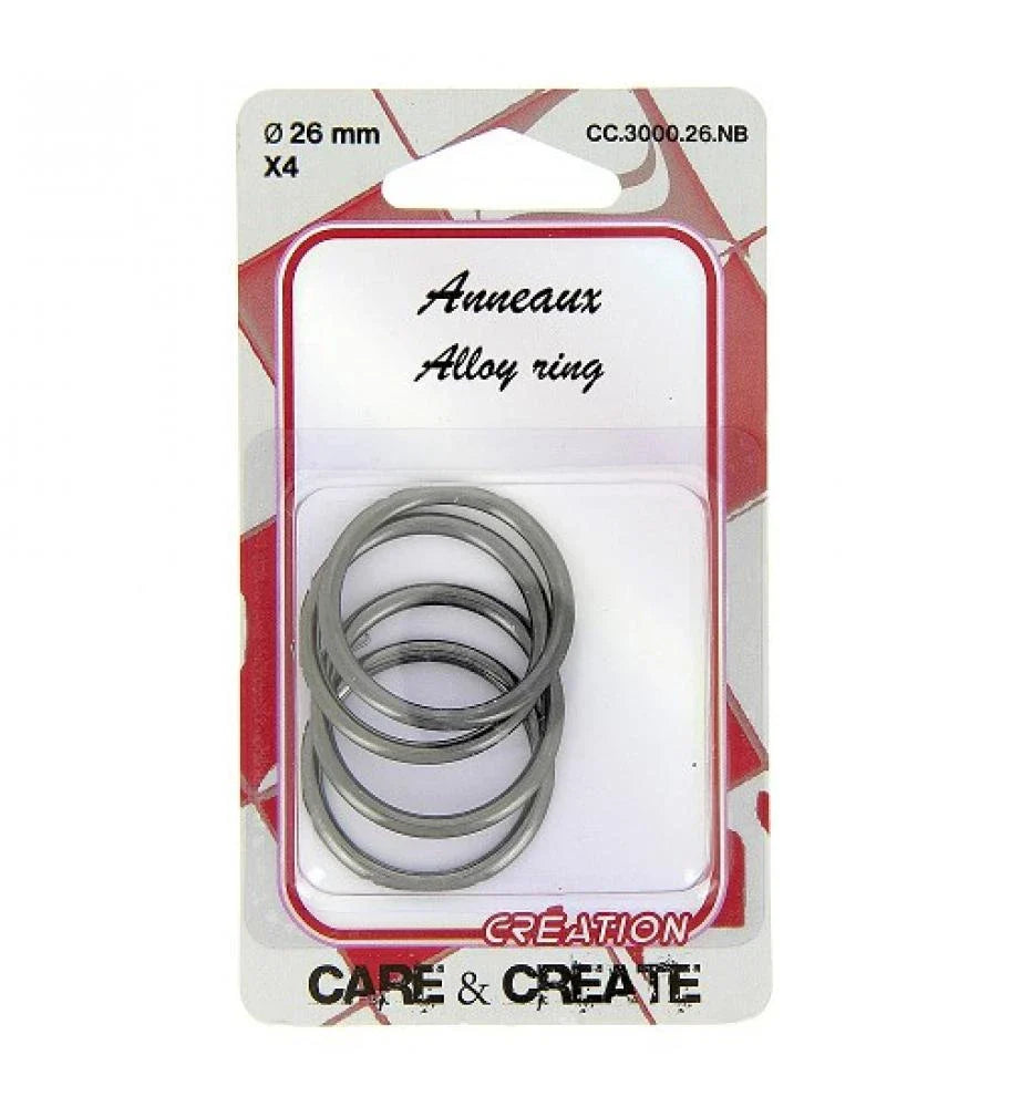 Anneaux - Rond - 26 mm - Nickel - Noir - x4