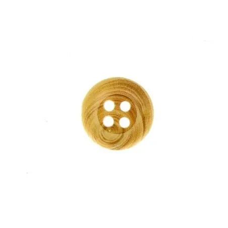 Bouton - 4 Trous, Bourrelet - 14 mm - Bois - x30