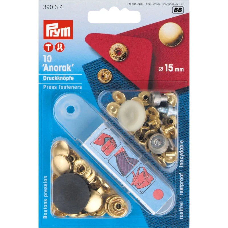 Bouton-pression - Anorak - 15 mm - Laiton - Argenté - x10