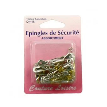 Epingle de sécurité - Nickel - Laiton - Assortiment - x48
