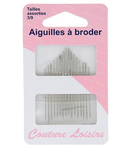 Aiguilles à broder - numero 3 à 9 - x16 - assortiment