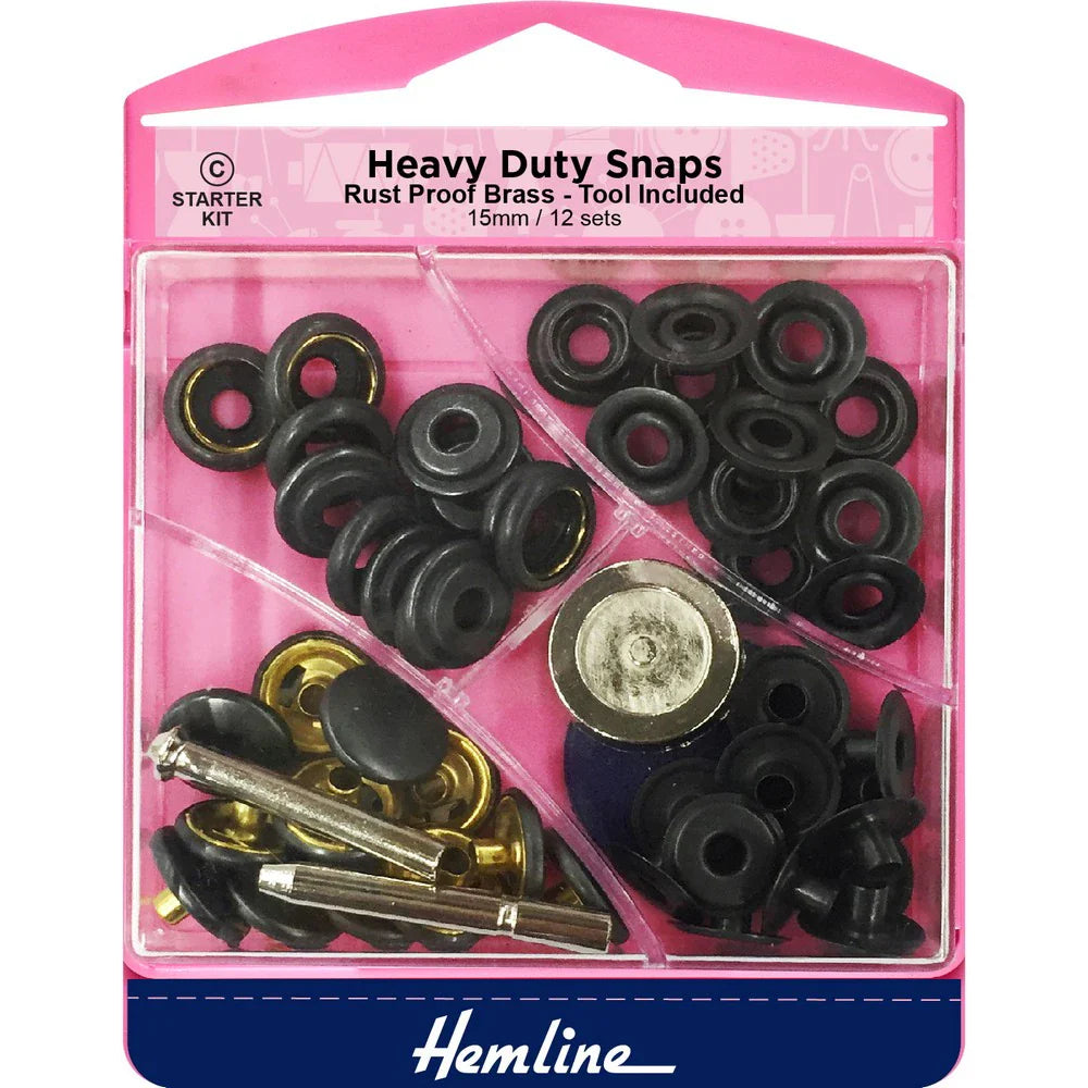 Bouton-pression - Tissu épais - Outil de pose inclus - 15 mm - Bronze - x8