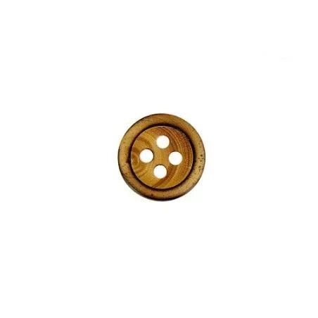 Bouton - 4 Trous, Bourrelet - 12 mm - Buis - x30