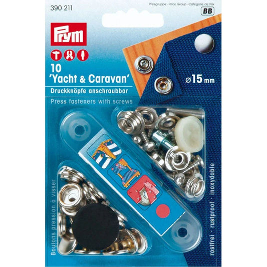 Bouton-pression - Camping, Bateau, Banquette - 15 mm - Laiton - Argenté - x10
