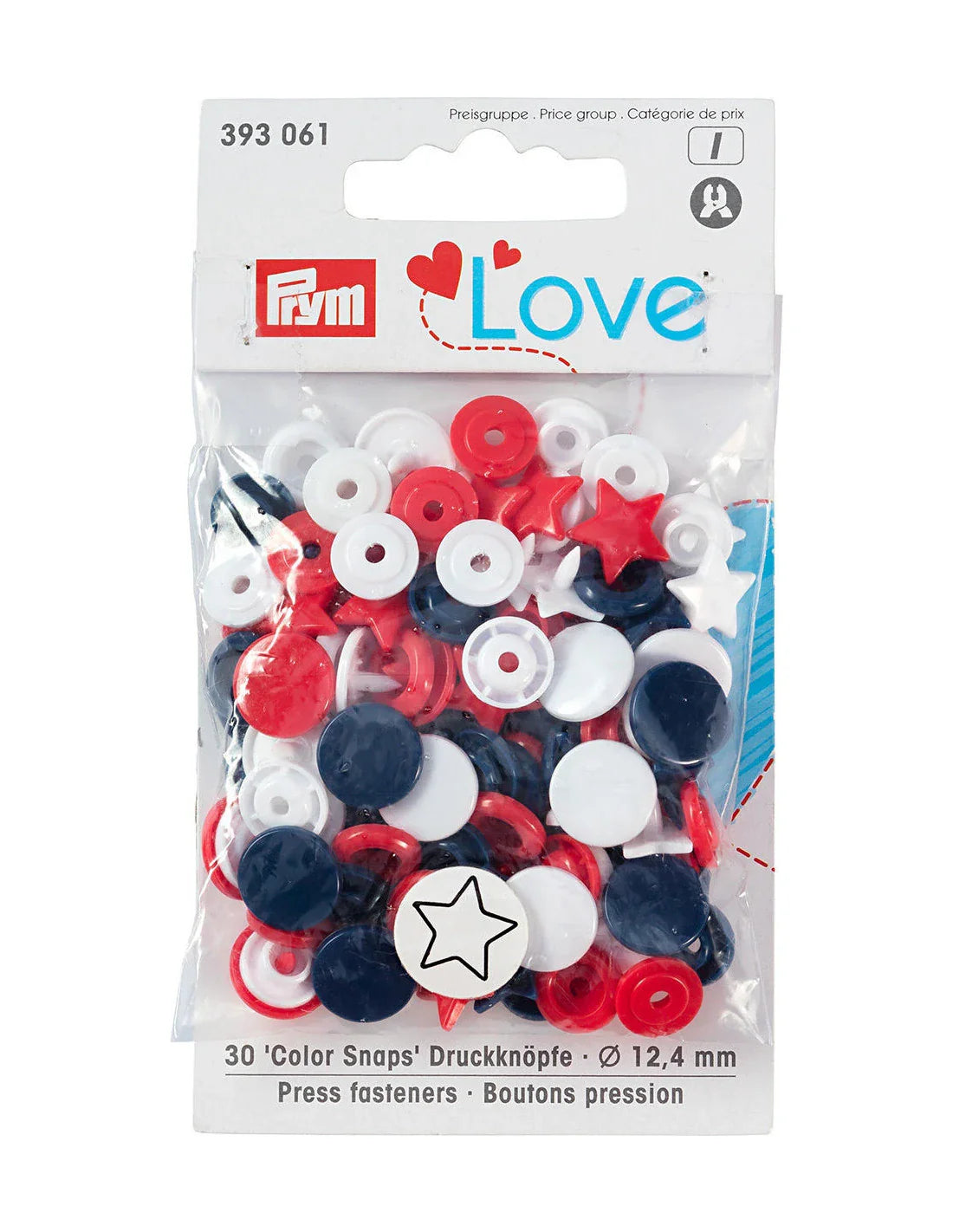 Bouton-pression - Etoile - 12.4 mm - Plastique - Bleu foncé, Bleu, Bleu clair - x30