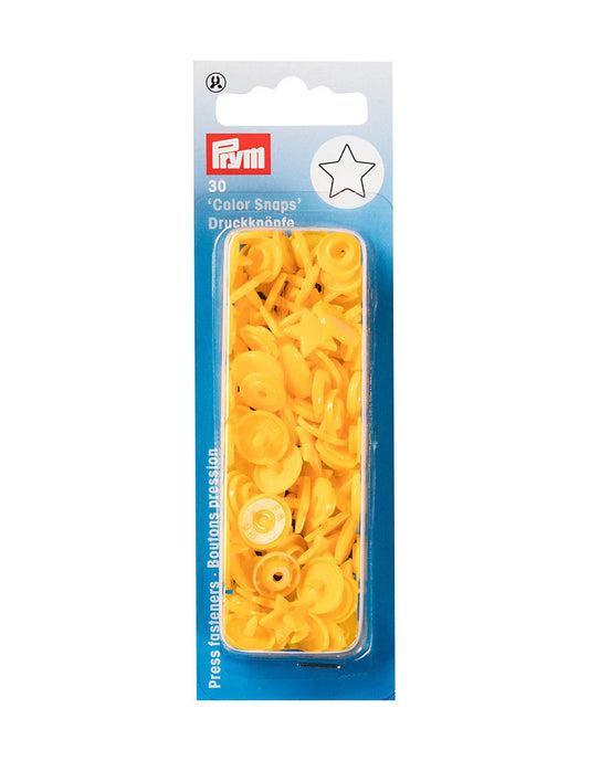 Bouton-pression - Etoile - "Color Snaps" - 12.4 mm - Plastique - Jaune - x30