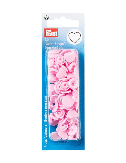 Bouton-pression - Coeur - "Color Snaps" - 12.4 mm - Plastique - Rose - x30