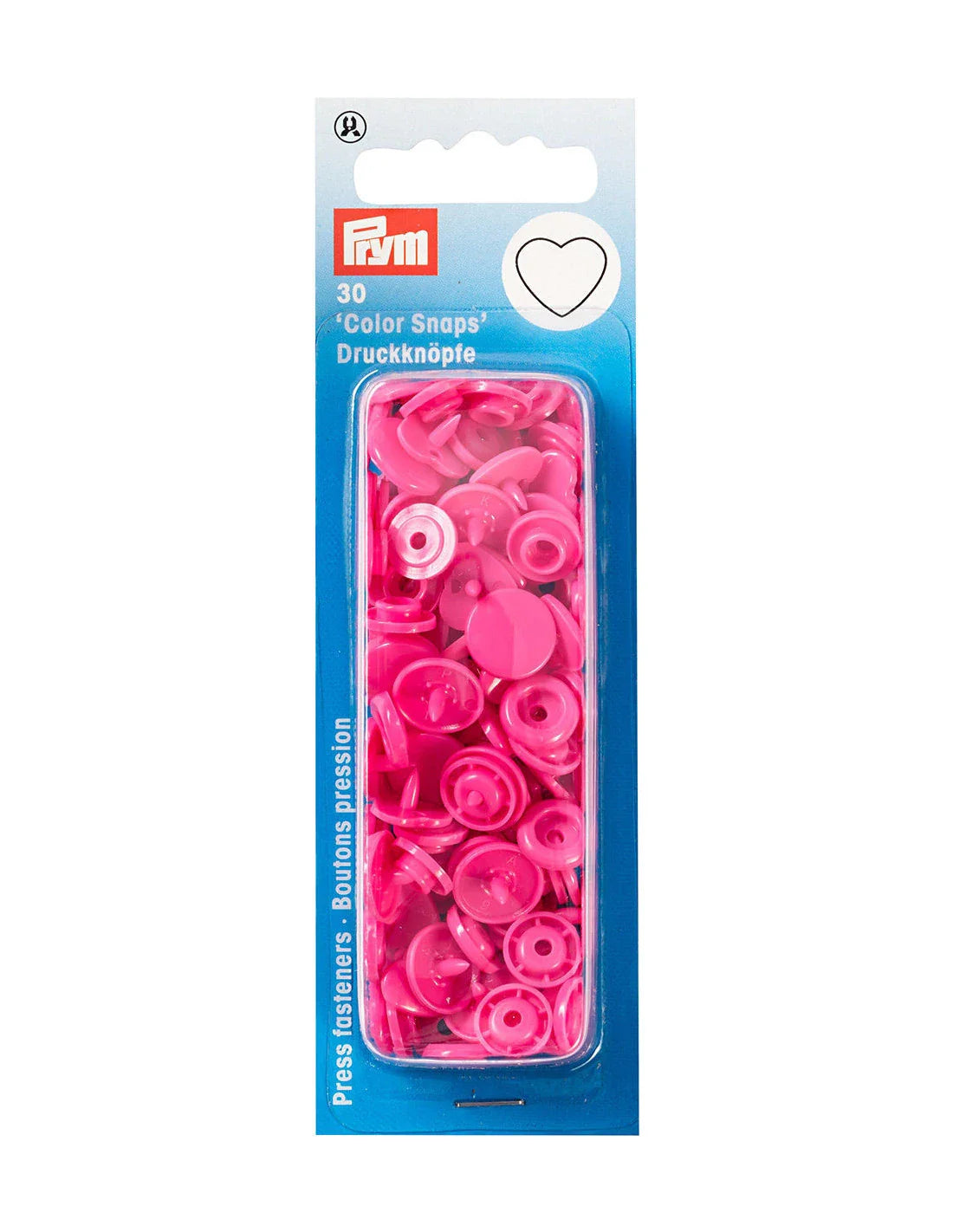 Bouton-pression - Coeur - "Color Snaps" - 12.4 mm - Plastique - Rose - x30