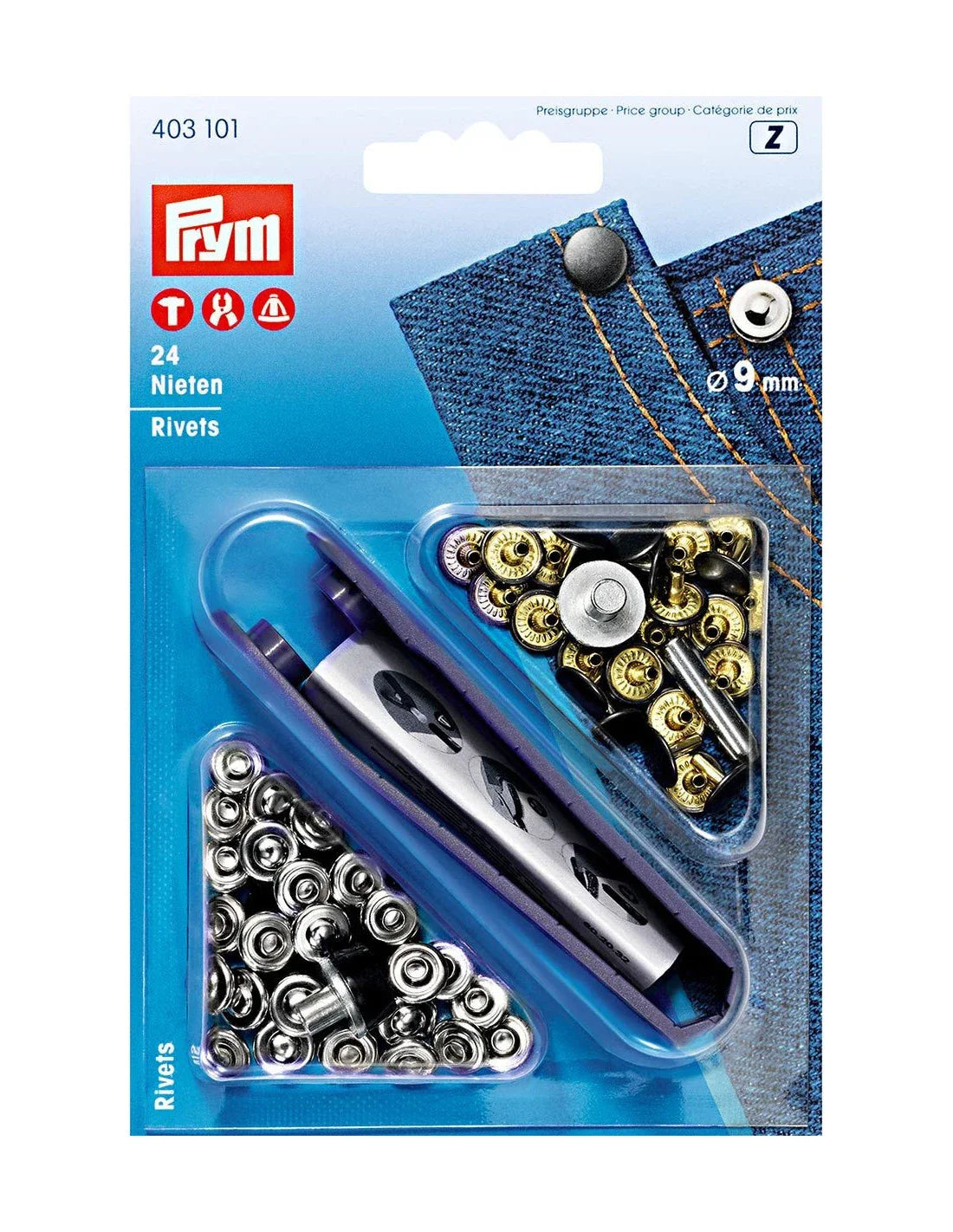 Rivet - 9 mm - Laiton - Argenté - x24