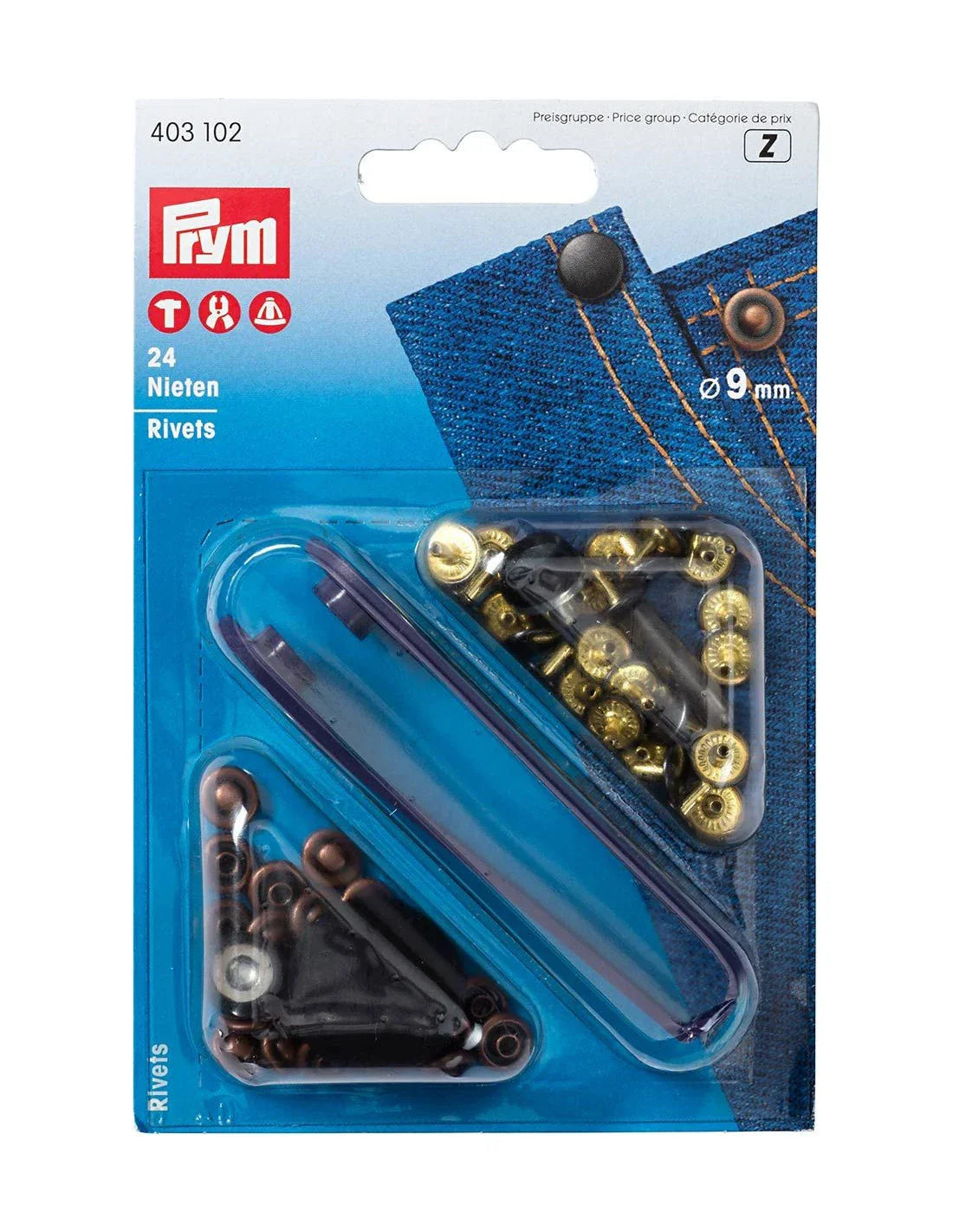 Rivet - 9 mm - Laiton - Argenté - x24