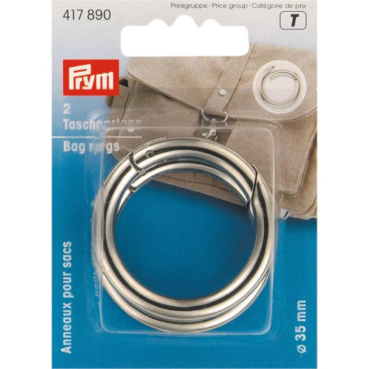 Anneau pour sac - 35 mm - Métal - Argenté - x2