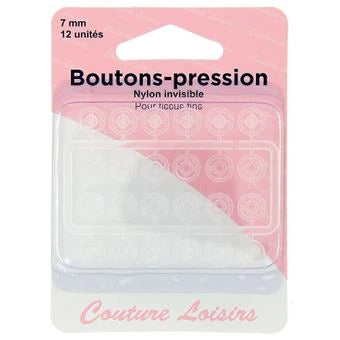 Bouton-pression - 7 mm - Nylon - Transparent - x12