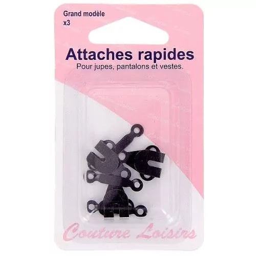 Attache rapide - Grand - Noir - x3
