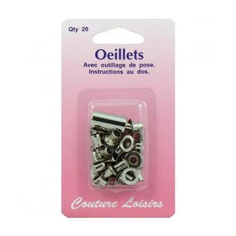 Oeillet - Outil de pose inclus - Noir - 5 mm - x20