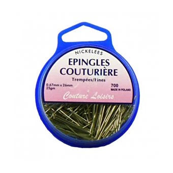 Epingle - Couturière - 26 x 0.6 mm - Acier trempé - Nickel - 25g, ~ x315