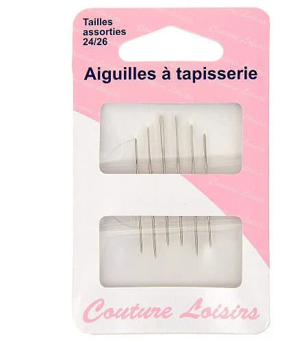 Aiguilles à tapisserie - numéro 24 à 26 - x6 - assortiment