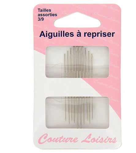 Aiguilles à repriser - numéro 3 à 9 - x10 - assortiment