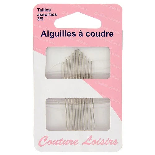 Aiguilles à coudre modiste - numéro 3 à 9 - x10 - assortiment