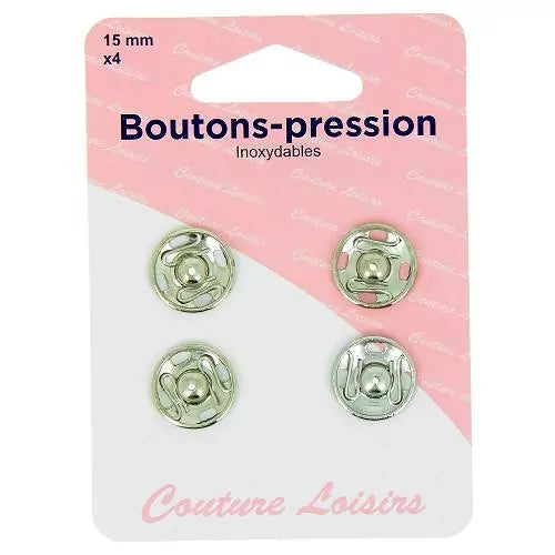 Bouton-pression - 15 mm - Nickel - x4