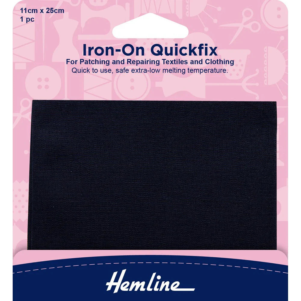 Pièce réparation - thermocollante - 100% coton - noir - 25x11 cm - x1