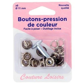 Bouton-pression - Outil de pose inclus - 11 mm - Noir - x6