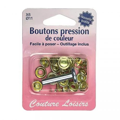 Bouton-pression - Outil de pose inclus - 11 mm - Noir - x6