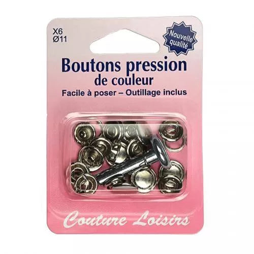Bouton-pression - Outil de pose inclus - 11 mm - Noir - x6