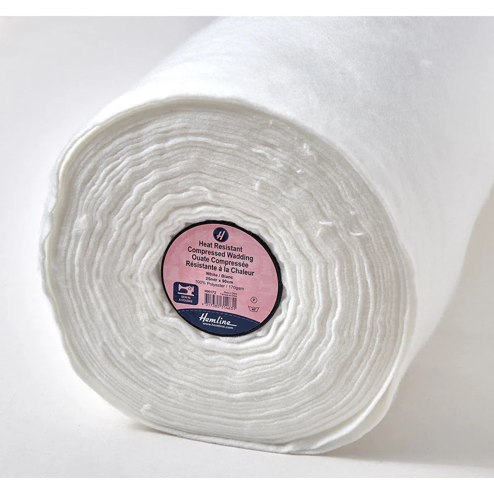 Ouate - Compressé, Résistant à la chaleur - 170 g/m2 - 90 cm x 25 m - Blanc